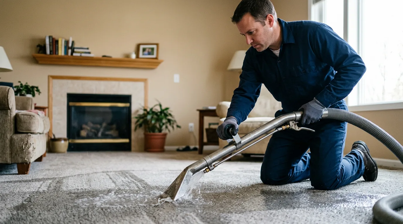 Water damage restoration technician working near Henrietta, NC